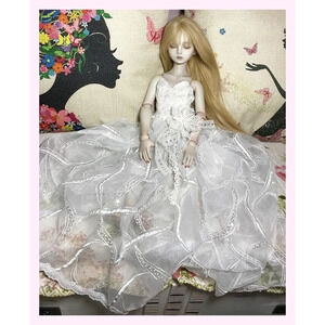 BJD Volks Super Dollfie SD 1/3 Girl White Long Lace Princess Dress Dealer Made